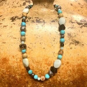 Carolyn Pollack Necklace Sterling Silver, Turquoise & Multi Stone 17 In. + Ext.